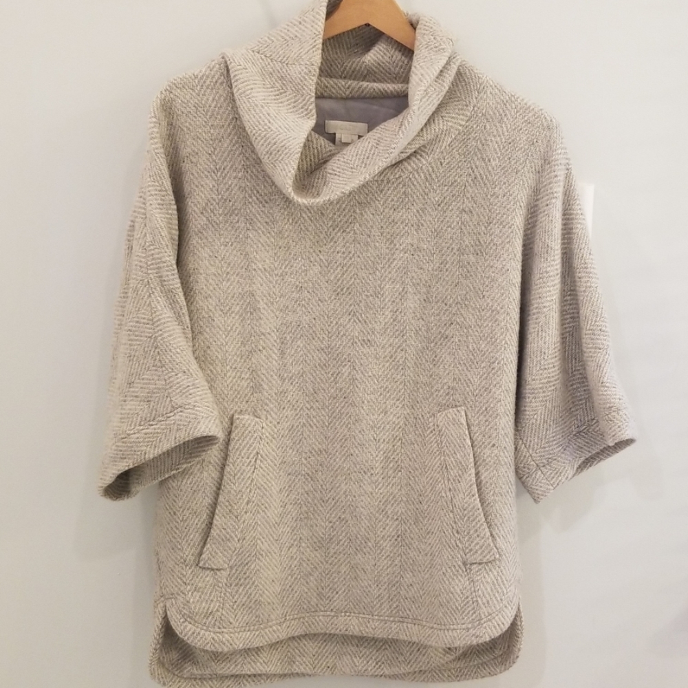 J. Crew Cowlneck Wool Houndstooth Poncho